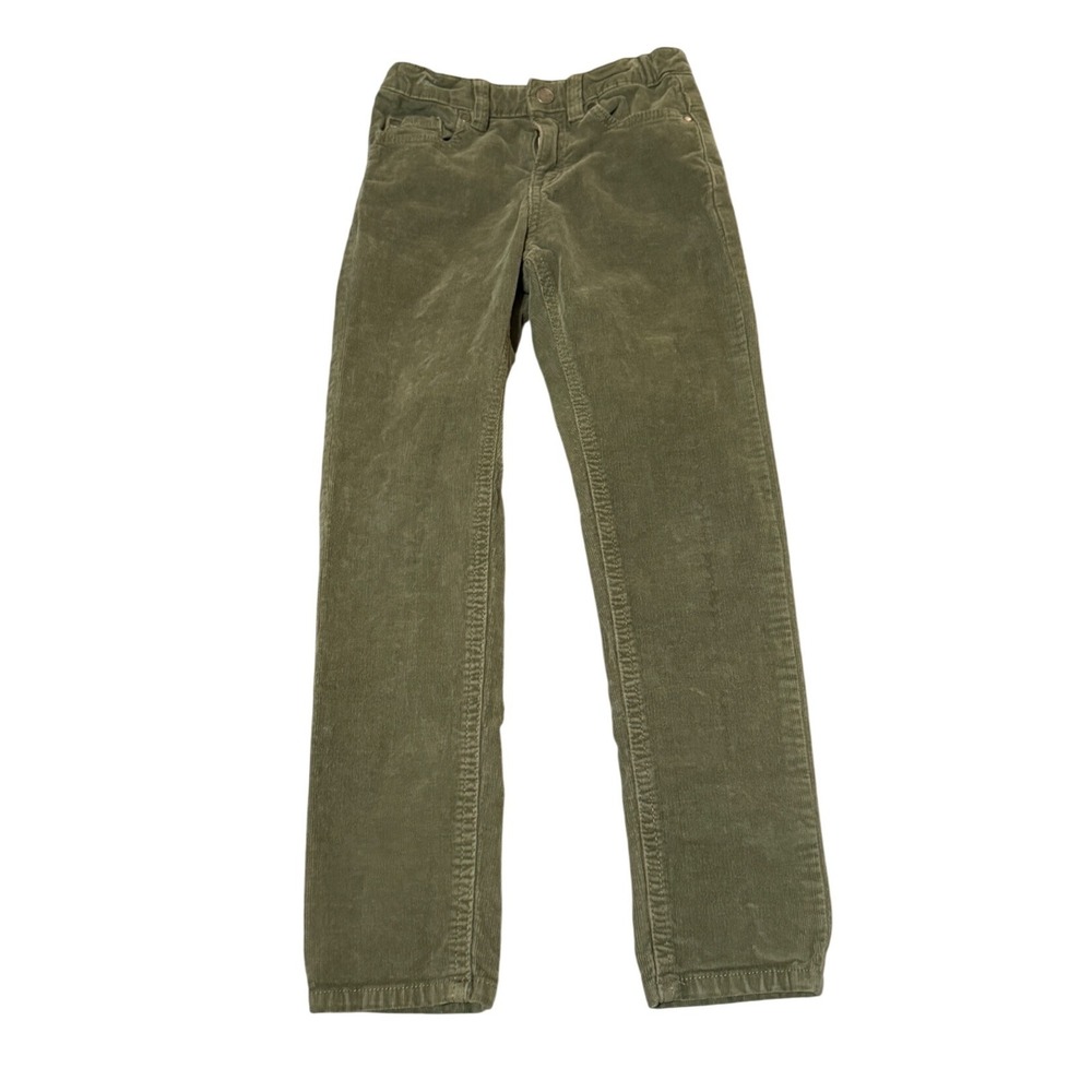 Mayoral SZ 7 Kid Cotton Corduroy Dark Forest Green Straight Leg Pants Adjustable